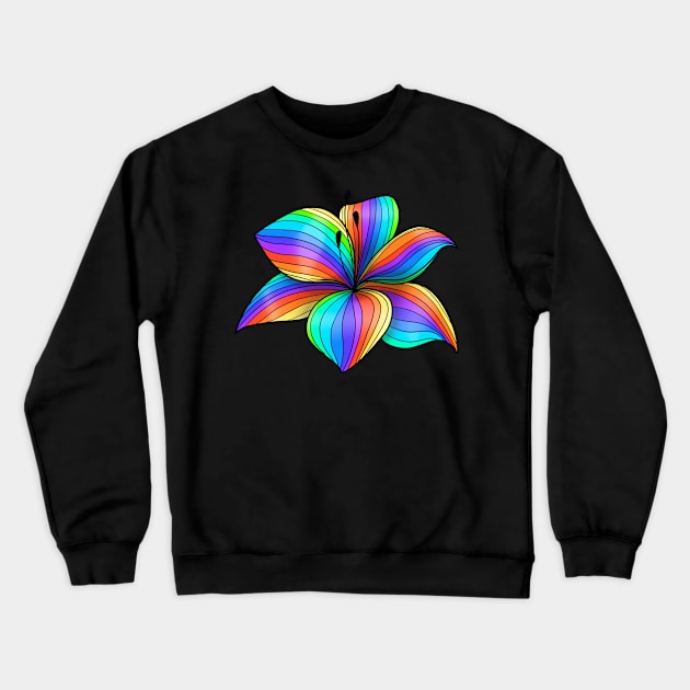 Single lily flower in rainbow colors Crewneck Sweatshirt by Izzzzman